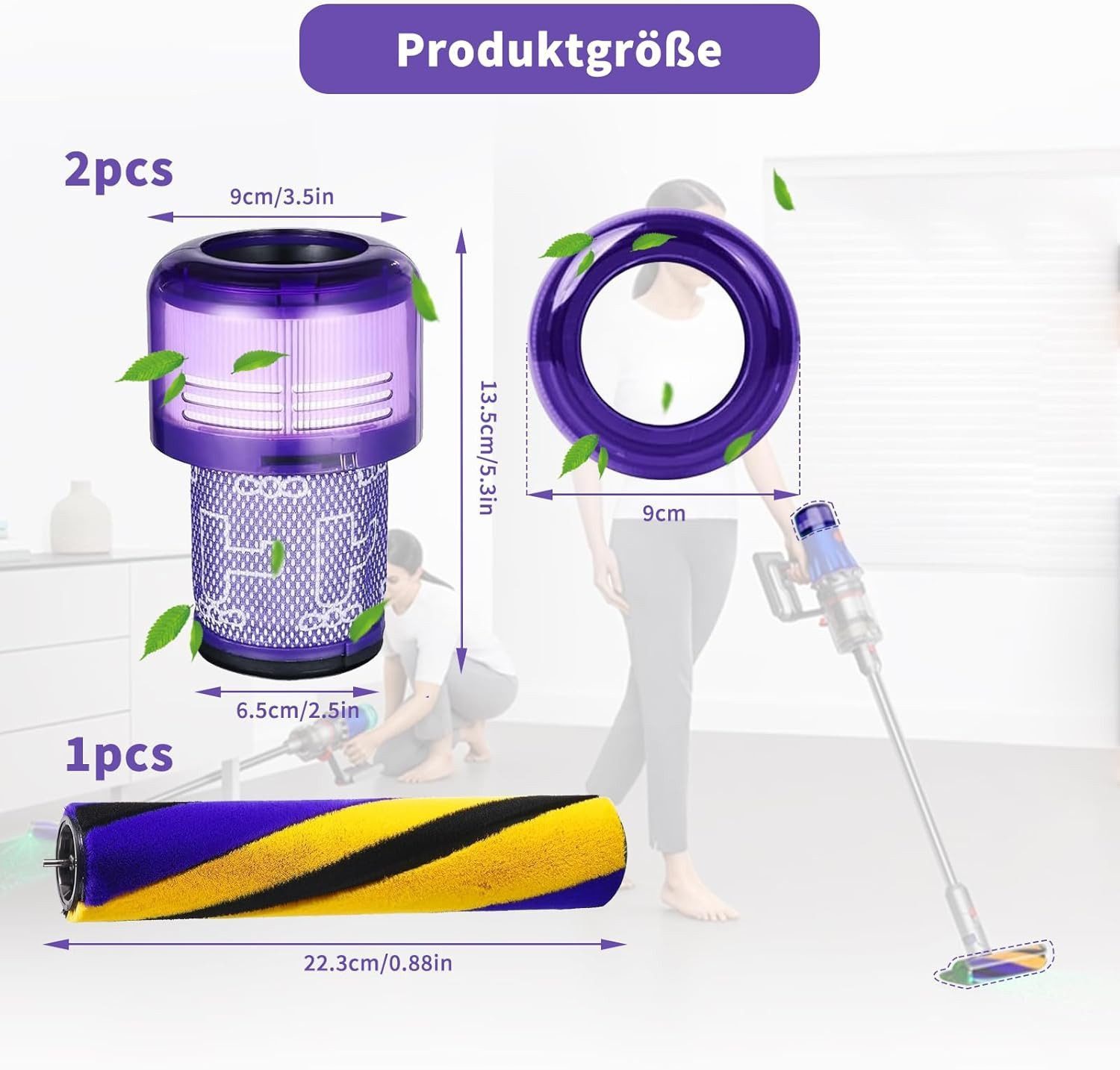 FELIXLEO Filtermatte V12 Filter für Dyson,Mit Ersatzbürste und Ersatzfilter, (3-St) – Bild 2 von 5