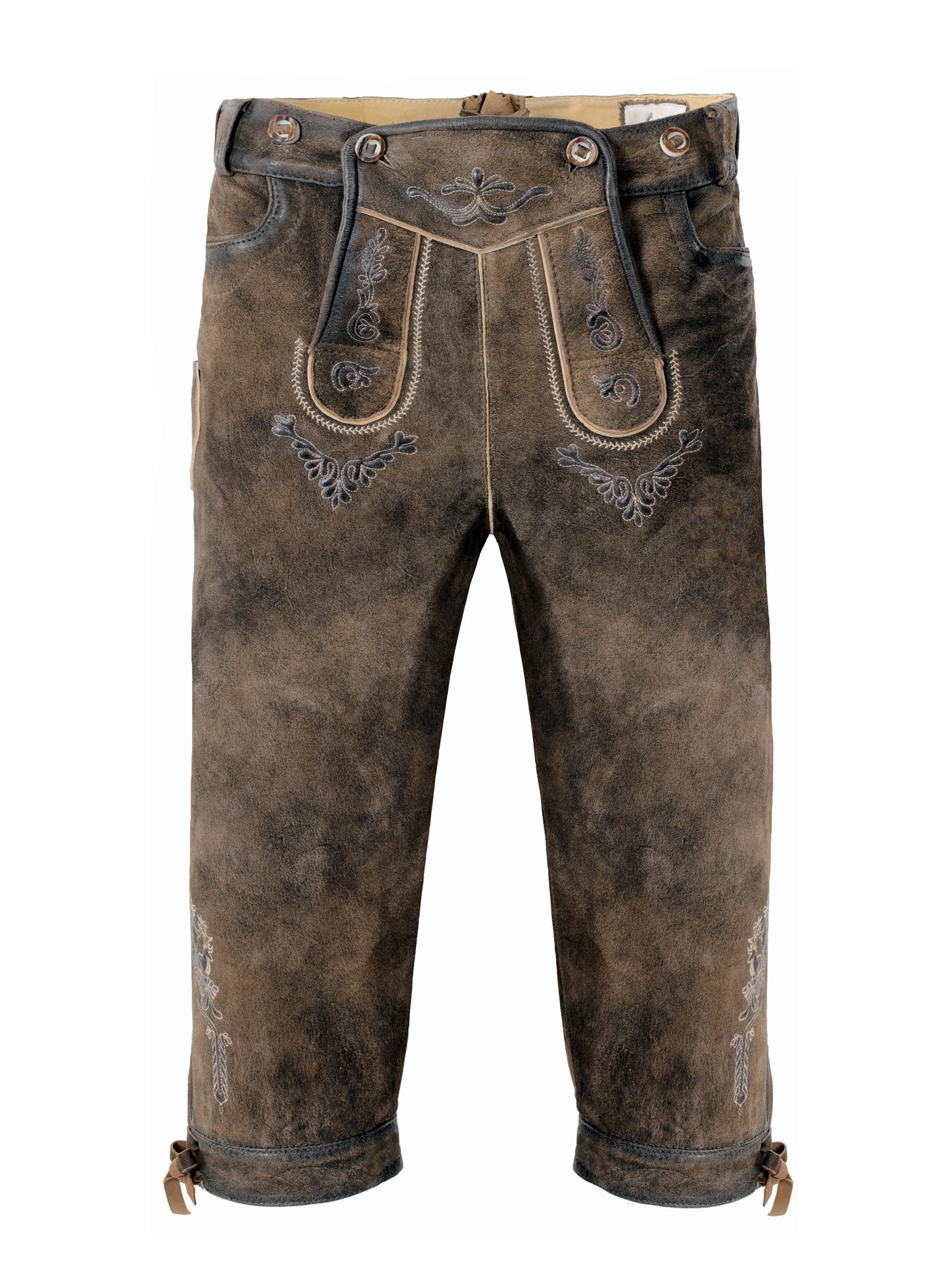 Trachtenlederhose Lederhose Kniebund Kaspar hellbraun (2-tlg) günstig online kaufen