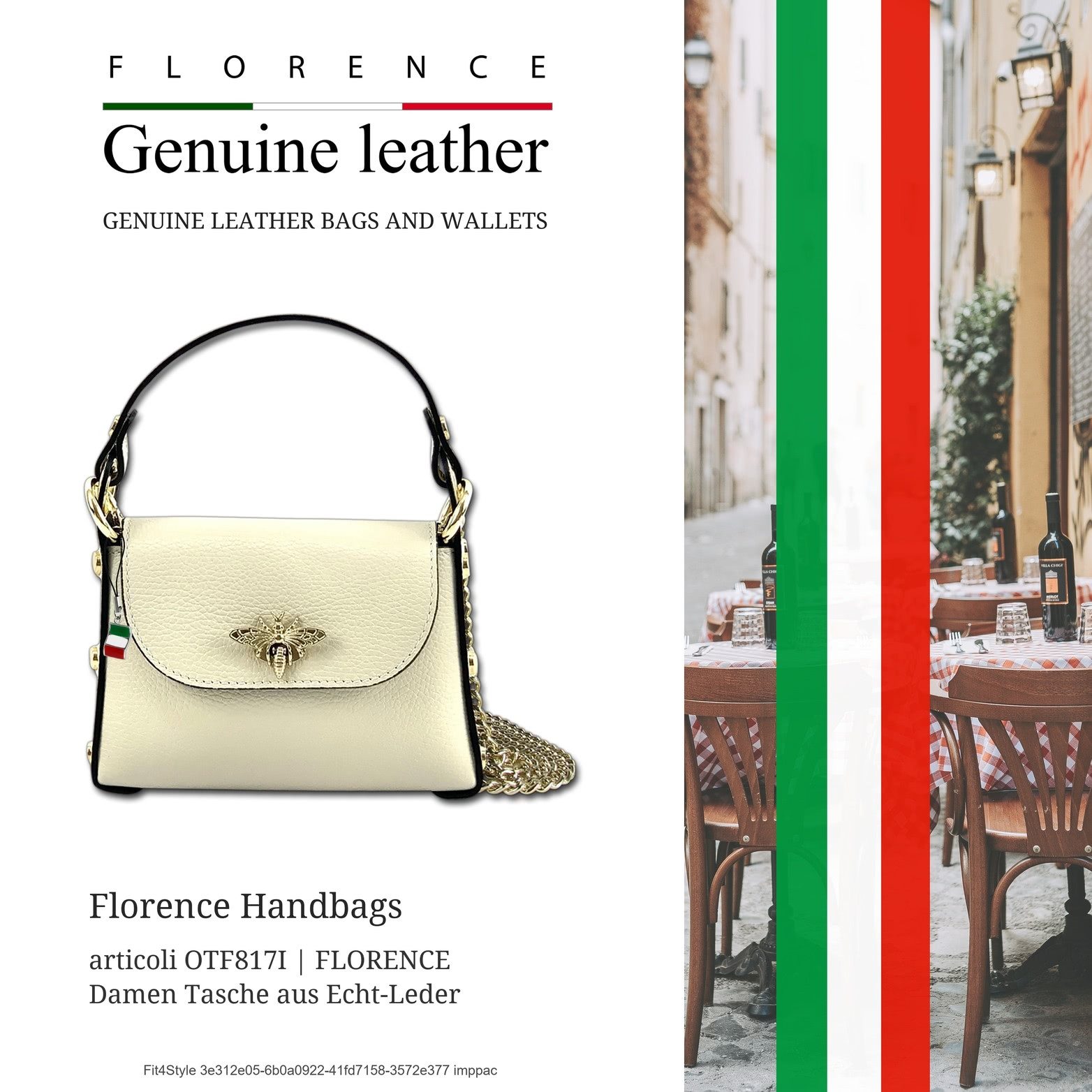 FLORENCE Umhängetasche Florence Umhängetasche Biene Damen (Umhängetasche, Umhängetasche), Damen Tasche Echtes Leder beige, Made-In Italy