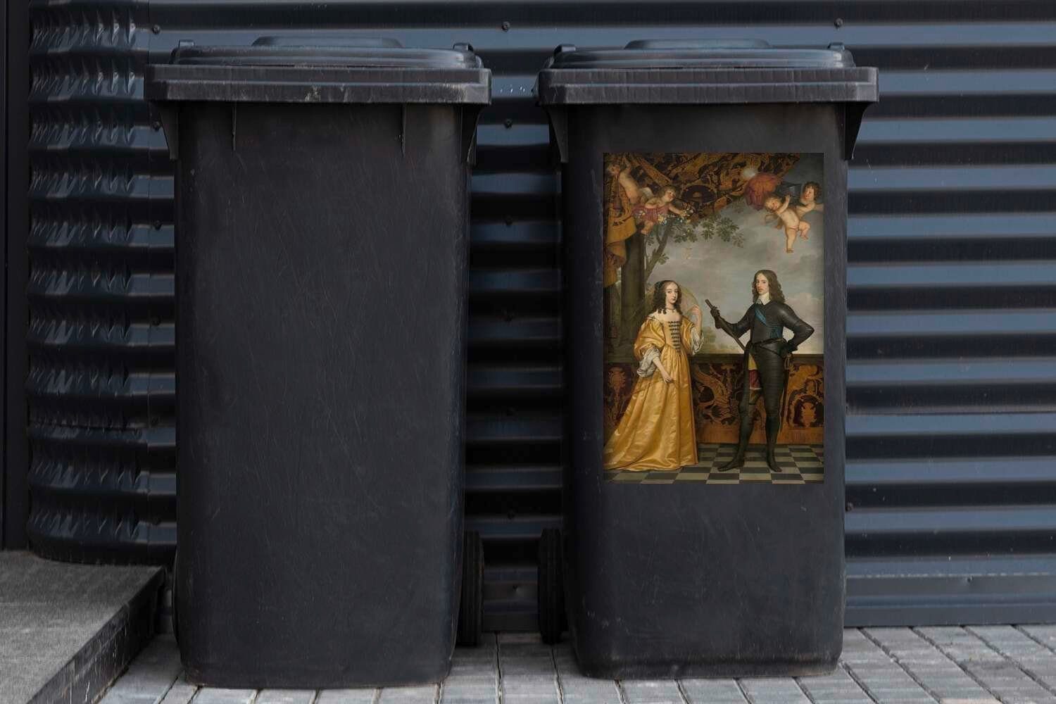 MuchoWow Wandsticker Porträt von - von van Sticker, Container, Mülltonne, St), Gemälde Honthorst Abfalbehälter II. Gerard Mülleimer-aufkleber, (1 Wilhelm