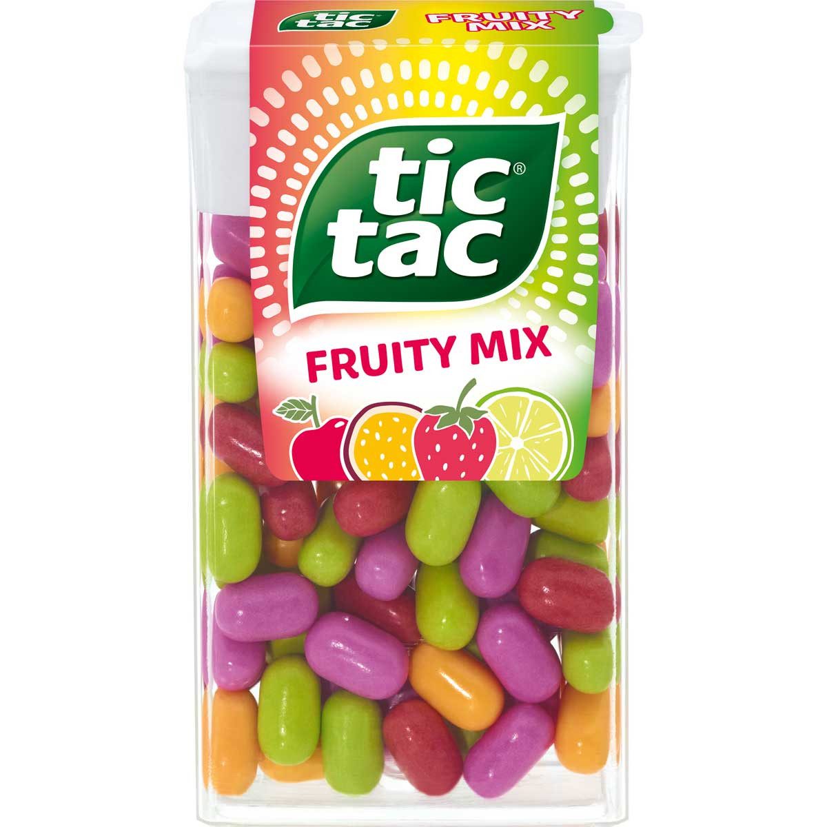 tic tac Süßigkeit, tic tac Fruity Mix Spender mit Dragees mit Fruchtgeschmack 54g