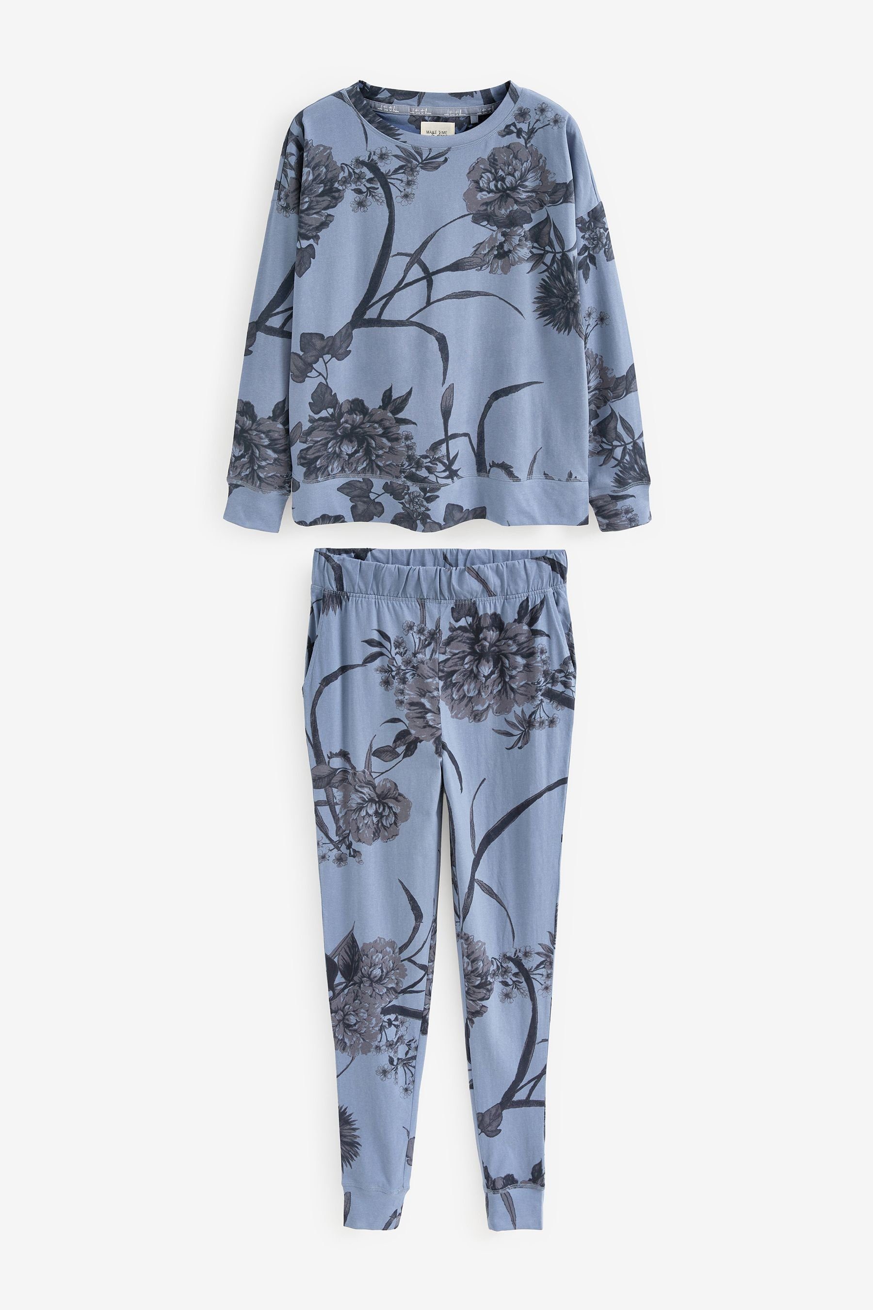 aus tlg) Blue Langärmeliger Next Pyjama (2 Floral Baumwolle Pyjama