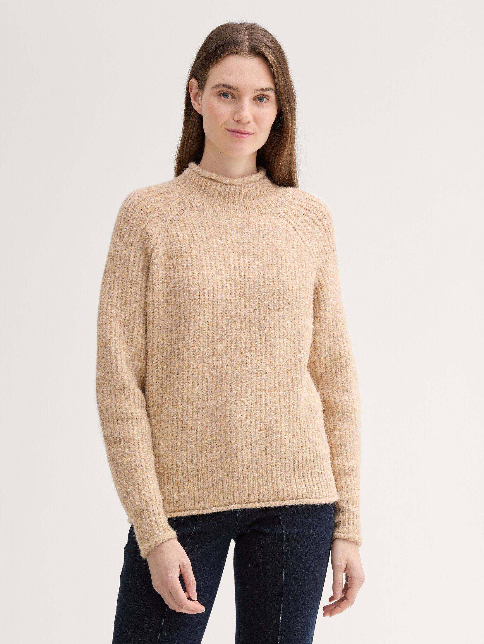 Strickpullover Relaxed Pullover mit Stehkragen