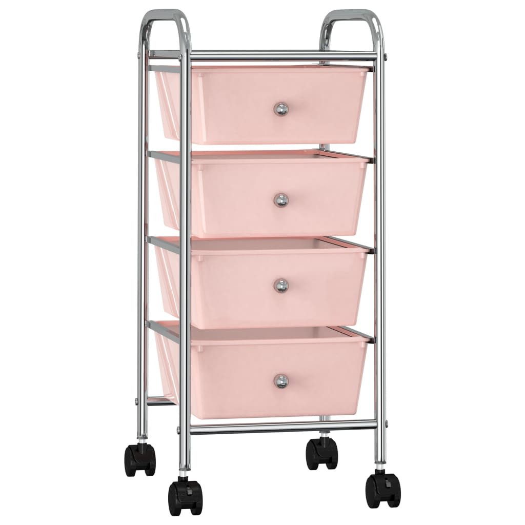 vidaXL Rollwagen Schubladenwagen mit 4 Schubladen Rosa Kunststoff, (1 St)