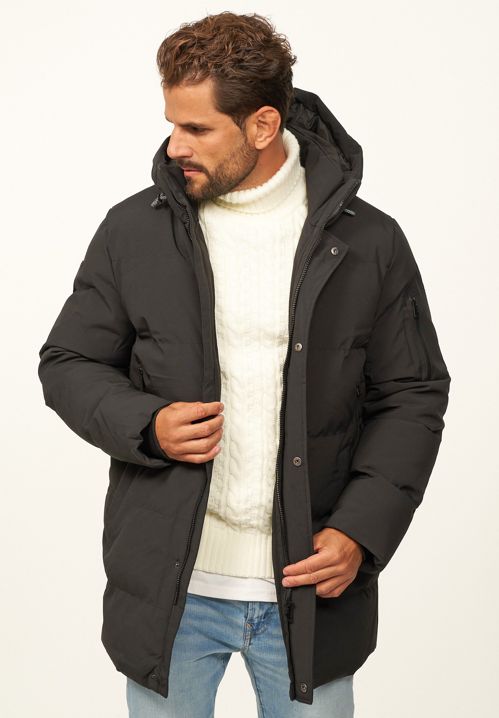 OneRedox Parka mit Kapuze als Winterjacke Steppjacke Herren warme Pufferjac günstig online kaufen