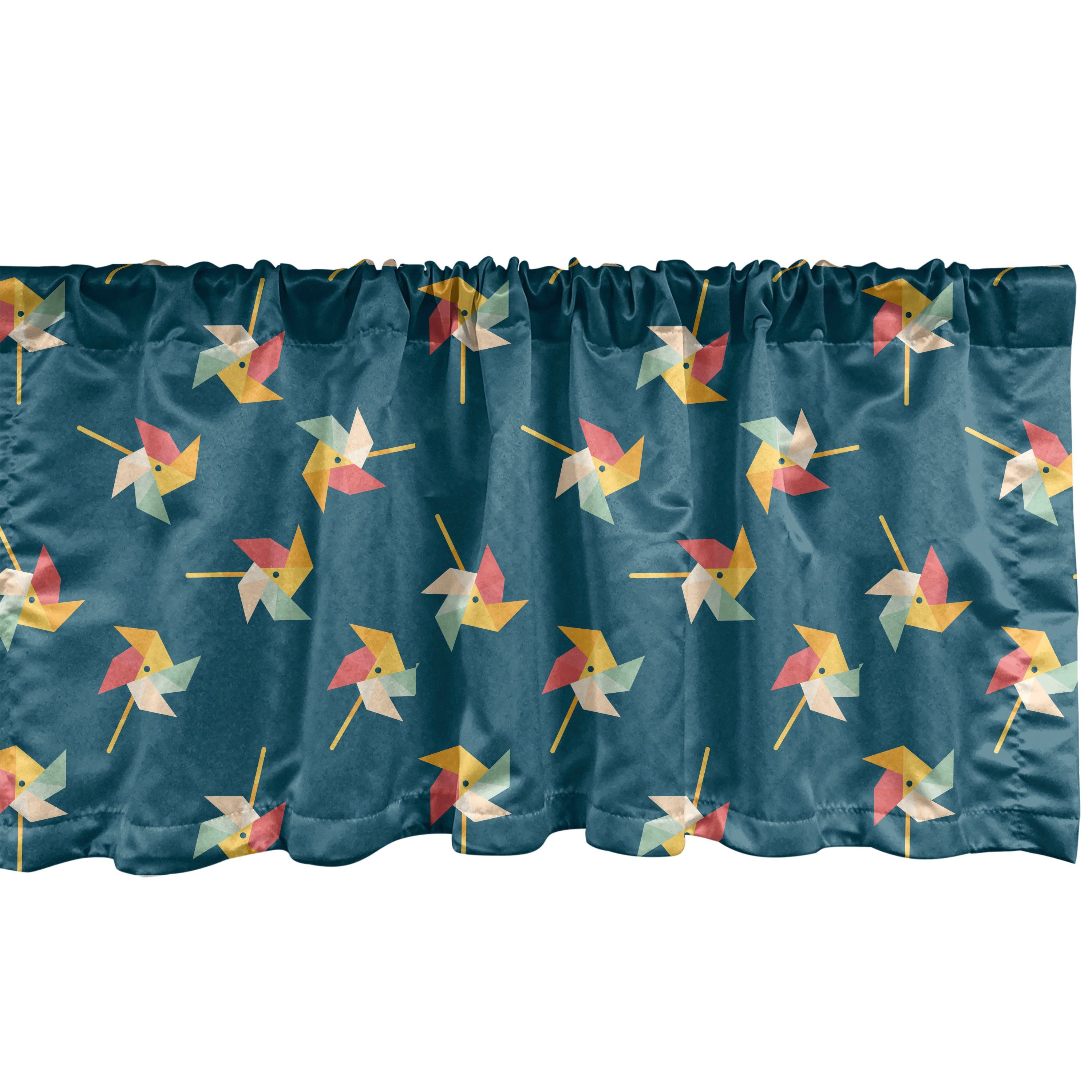 Scheibengardine Vorhang Volant für Küche Schlafzimmer Dekor mit Stangentasche, Abakuhaus, Microfaser, Pinwheel Graphic Kids Pattern