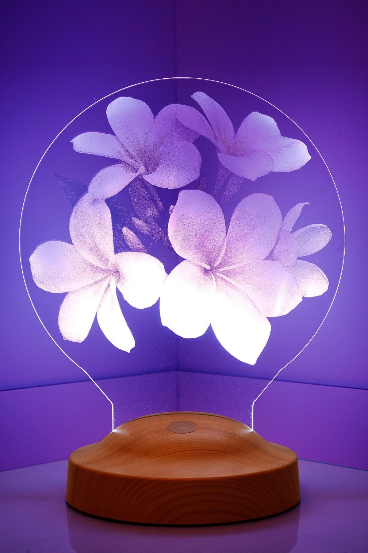 Geschenkelampe LED Nachttischlampe Plumeria 3D mehrfarbige Led Lampe Geschenk für Mutter, LED fest integriert, 6 Farben, LED Lampe