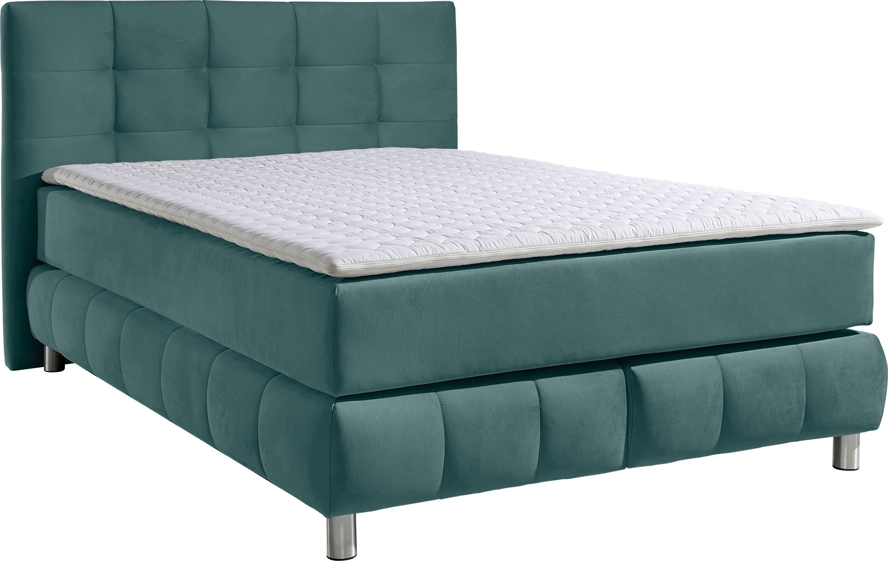 Home affaire Boxspringbett Salo XXL, in Samtoptik oder Struktur, 6 Breiten in Überlänge 220cm, 4 Härtegrade