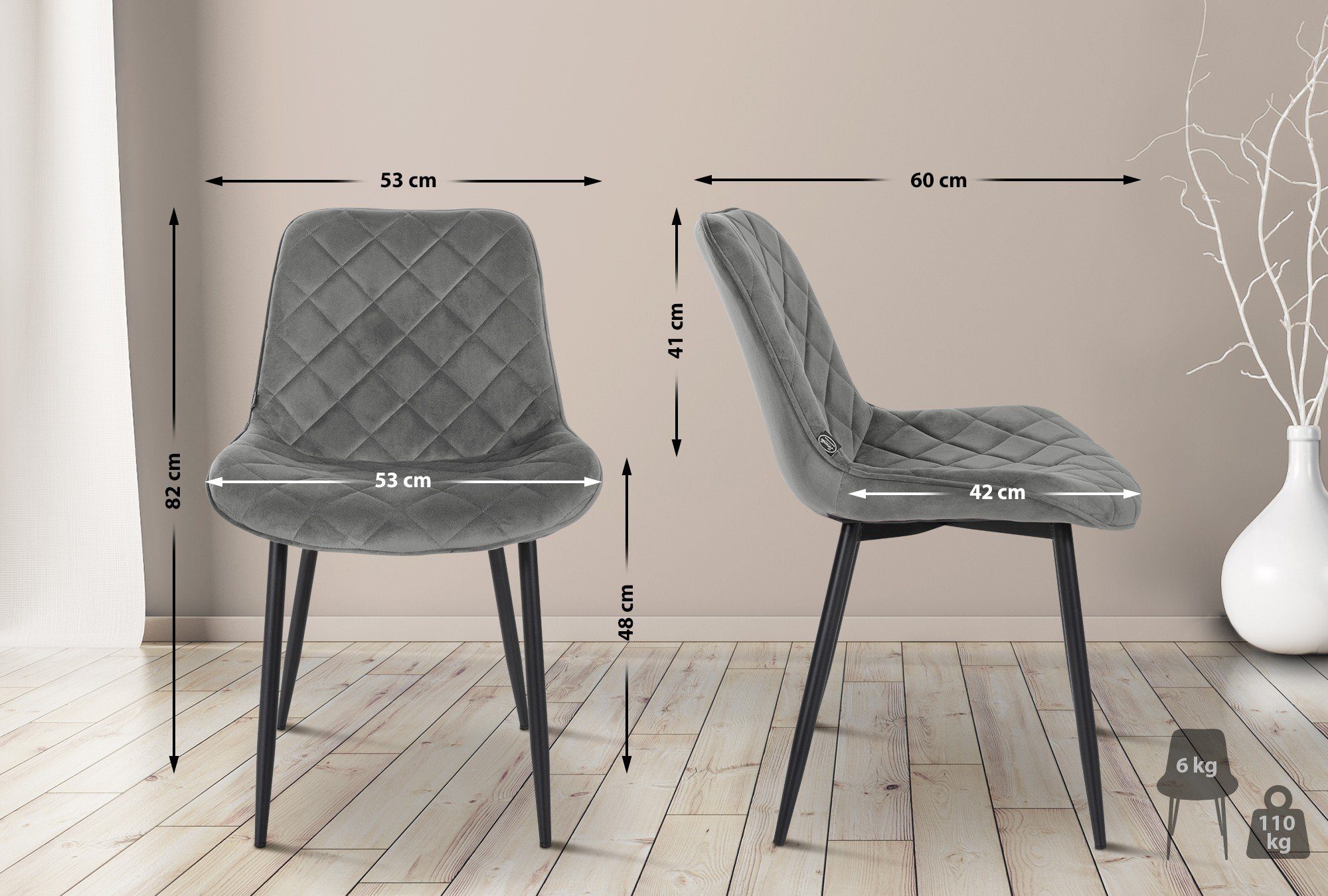 CLP Esszimmerstuhl Springs, gesteppte Polsterung, Metallgestell günstig online kaufen