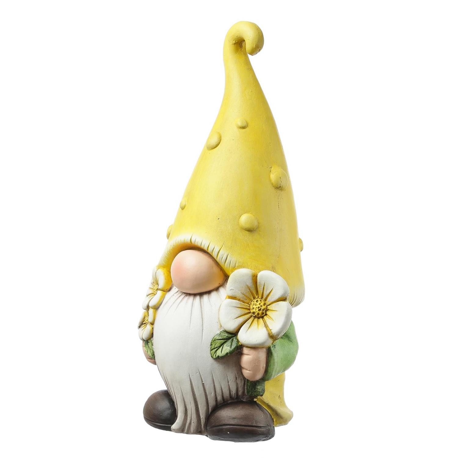 MARELIDA Gartenzwerg BERT Zwerg mit Blumen Polyresin Gartenfigur für Garten günstig online kaufen