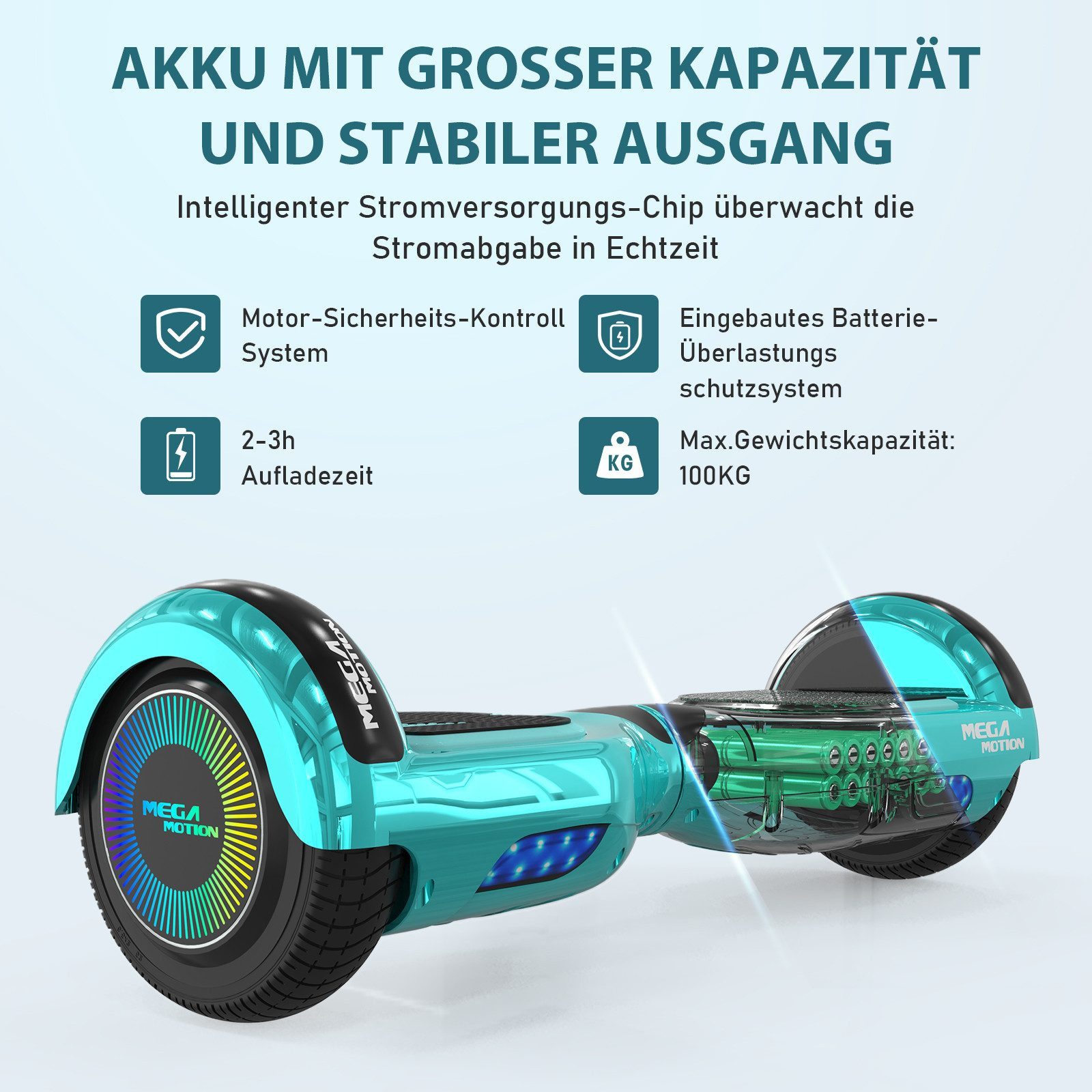 HITWAY Balance Scooter 6.5 Zoll Hoverboards Hoverkart Mit Sitz und Bluetooth und LED-Blitz, 15 km/h, mit einem Go-Kart können Sie mehr Spaß haben. – Bild 3 von 5