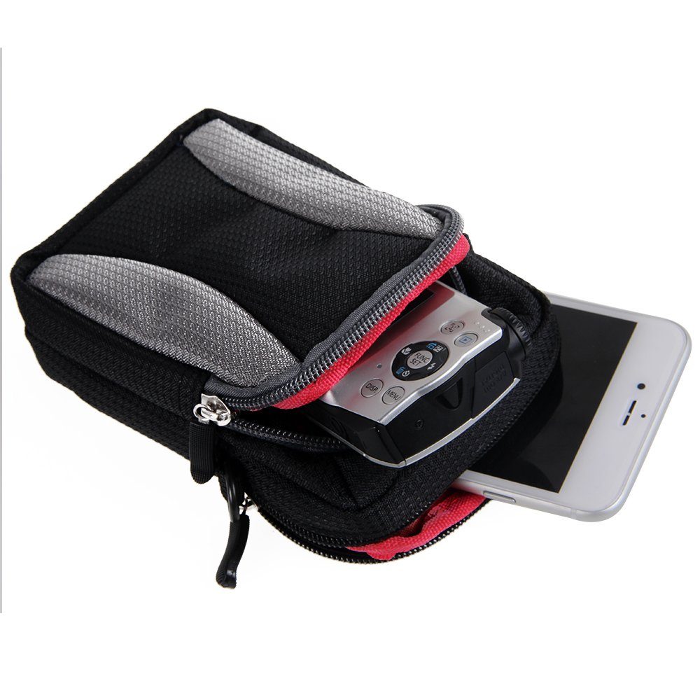 K-S-Trade Kameratasche, Fototasche kompatibel mit Nikon Coolpix W150  Gürtel-Tasche Holster Umhänge Tasche Kameratasche, schwarz-grau  Brust-Beutel Brust-Tasche Kompaktkamera