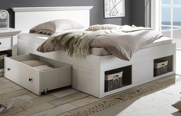 Furn.Design Schlafzimmer-Set Hooge, (in Pinie weiß Landhaus, mit Bett 140x200 cm), inklusive Bettschubkästen