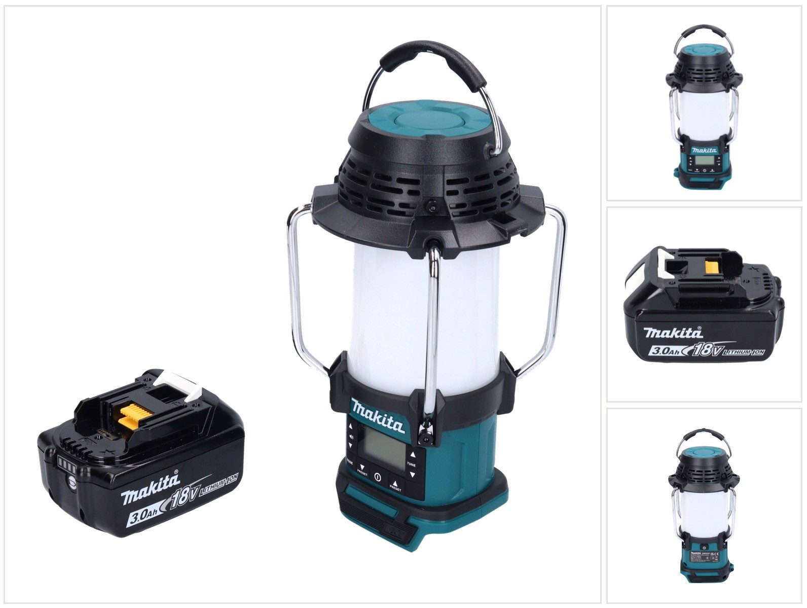 Makita DMR 055 F1 Akku Radio 18 V FM mit Laterne 360° Taschenlampe + 1x Akku Baustellenradio