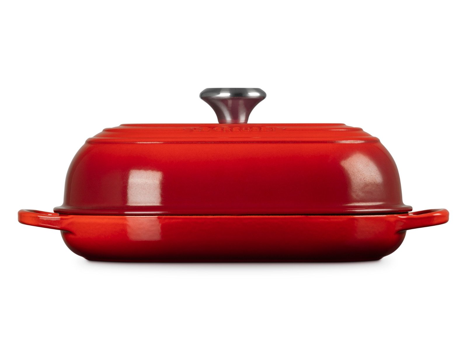 LE CREUSET Bräter Brot Bräter Signature oval kirschrot 29cm, Emailliertes Gusseisen