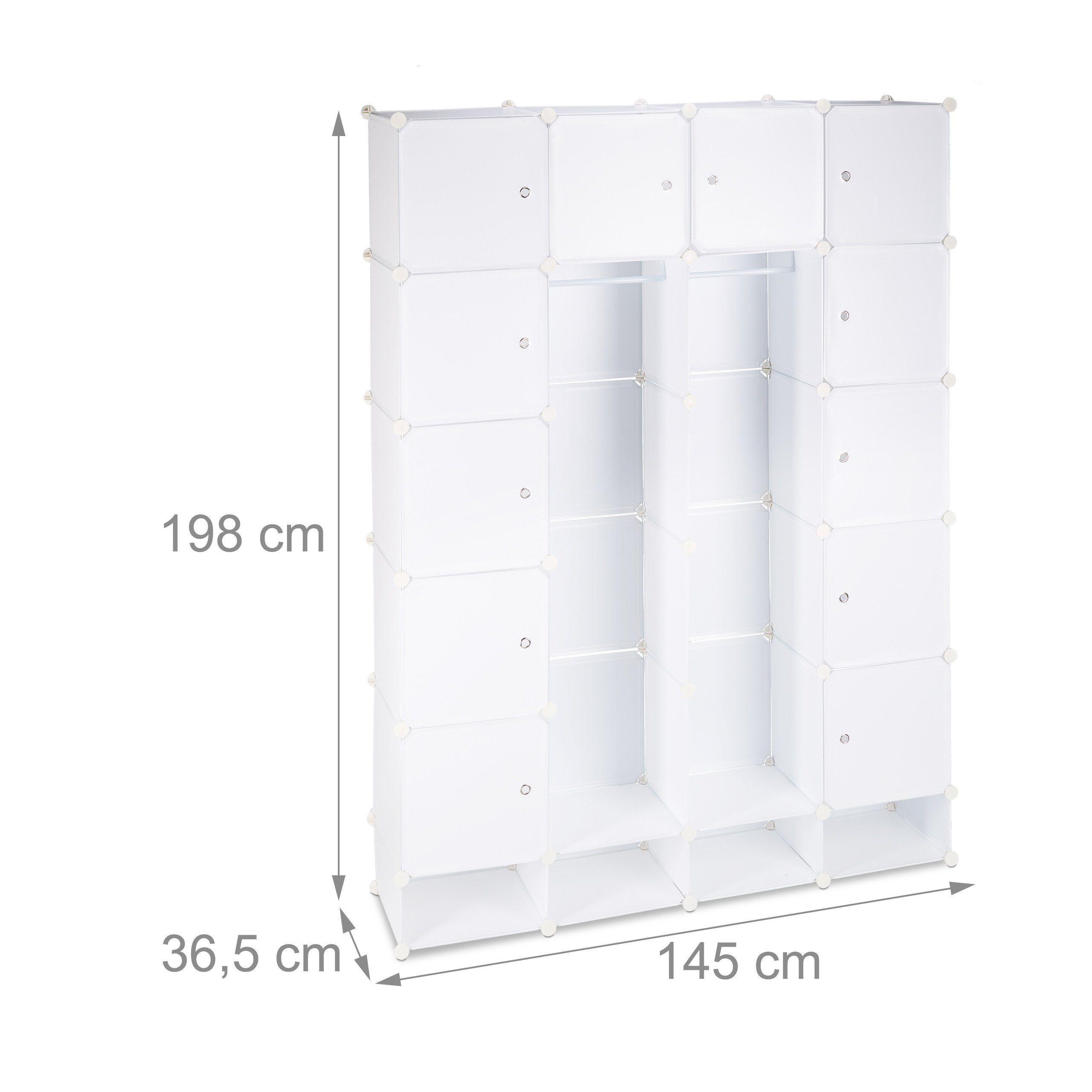 relaxdays Kleiderschrank Stecksystem 18 Fächer (18-St) weiß – Bild 4 von 5