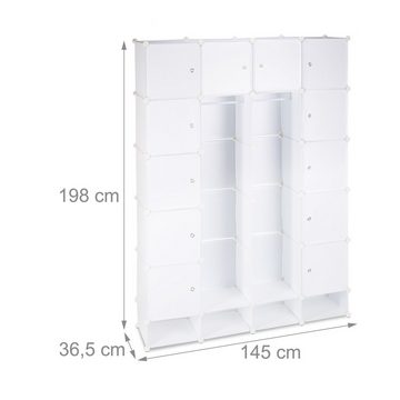 relaxdays Kleiderschrank Kleiderschrank Stecksystem 18 Fächer Weiß