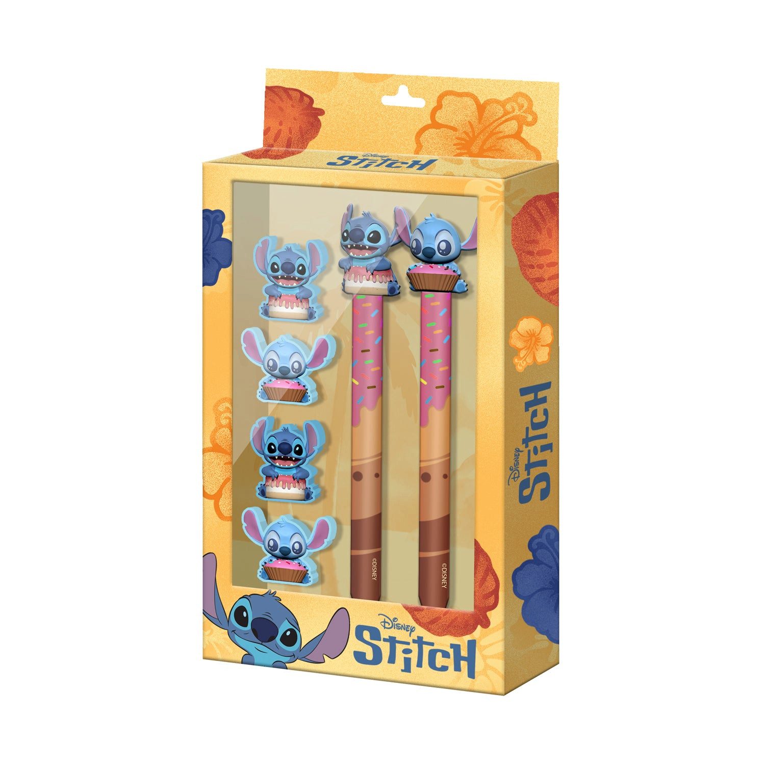 Karactermania Gelschreiber Disney Lilo und Stitch Schulset, (6-tlg., Set aus Gelstift + Ewiger Bleistift + 4 Radiergummis Mix)