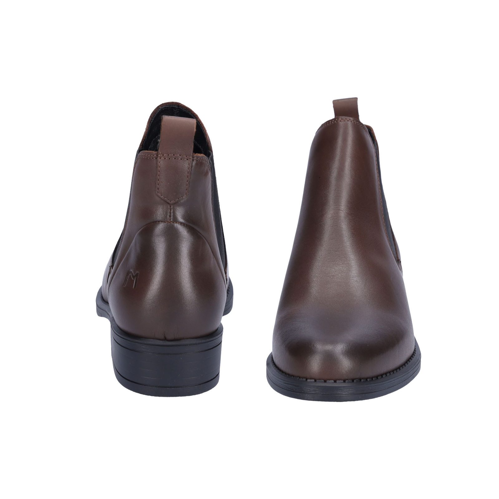 MIDS MILOU Damen Chelseaboots Glattleder in Braun mit Textilfutter, Chelsea-Gummizug & Blockabsatz