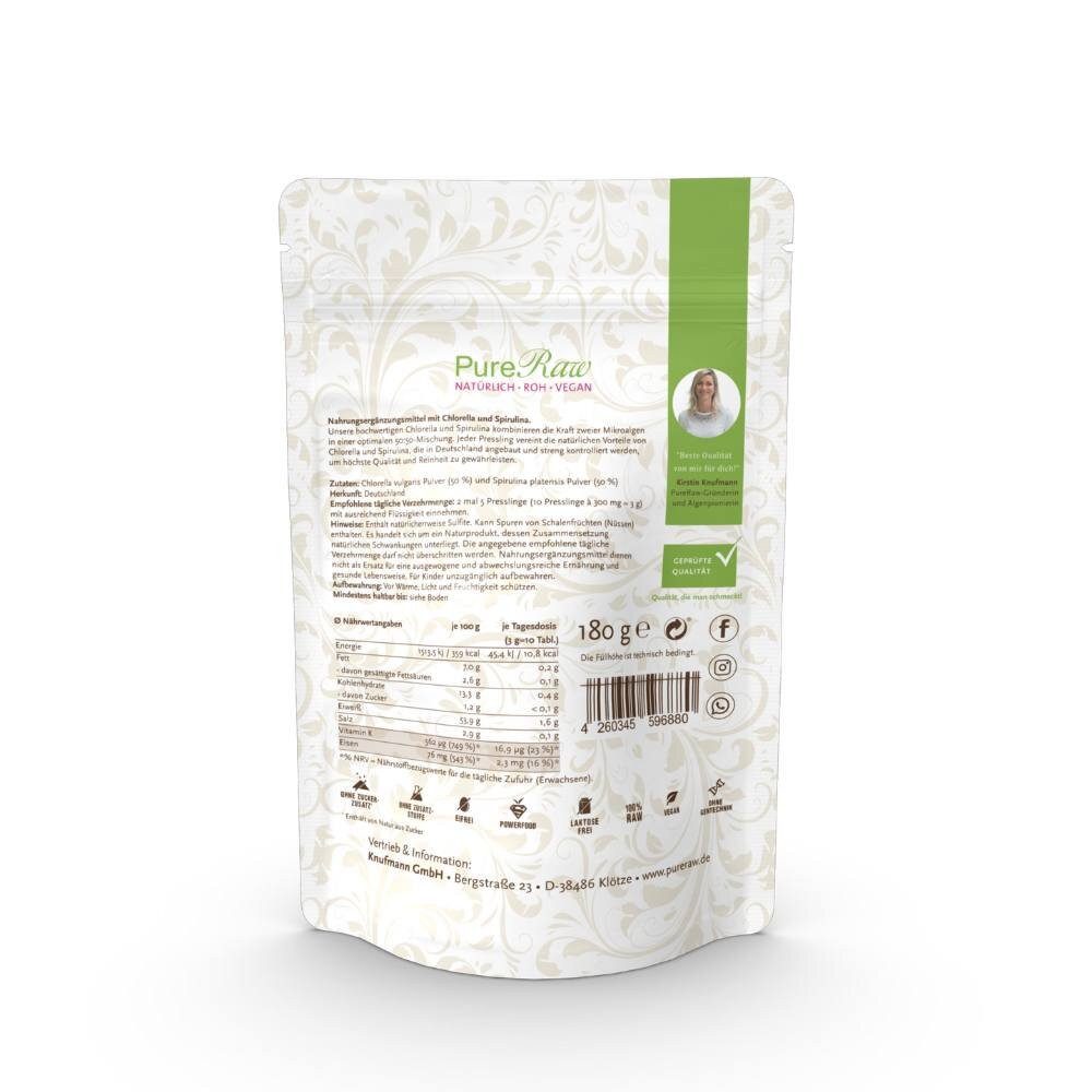 PureRaw Chlorella & Spirulina Presslinge Mix - Presslinge Tabletten, 180 g