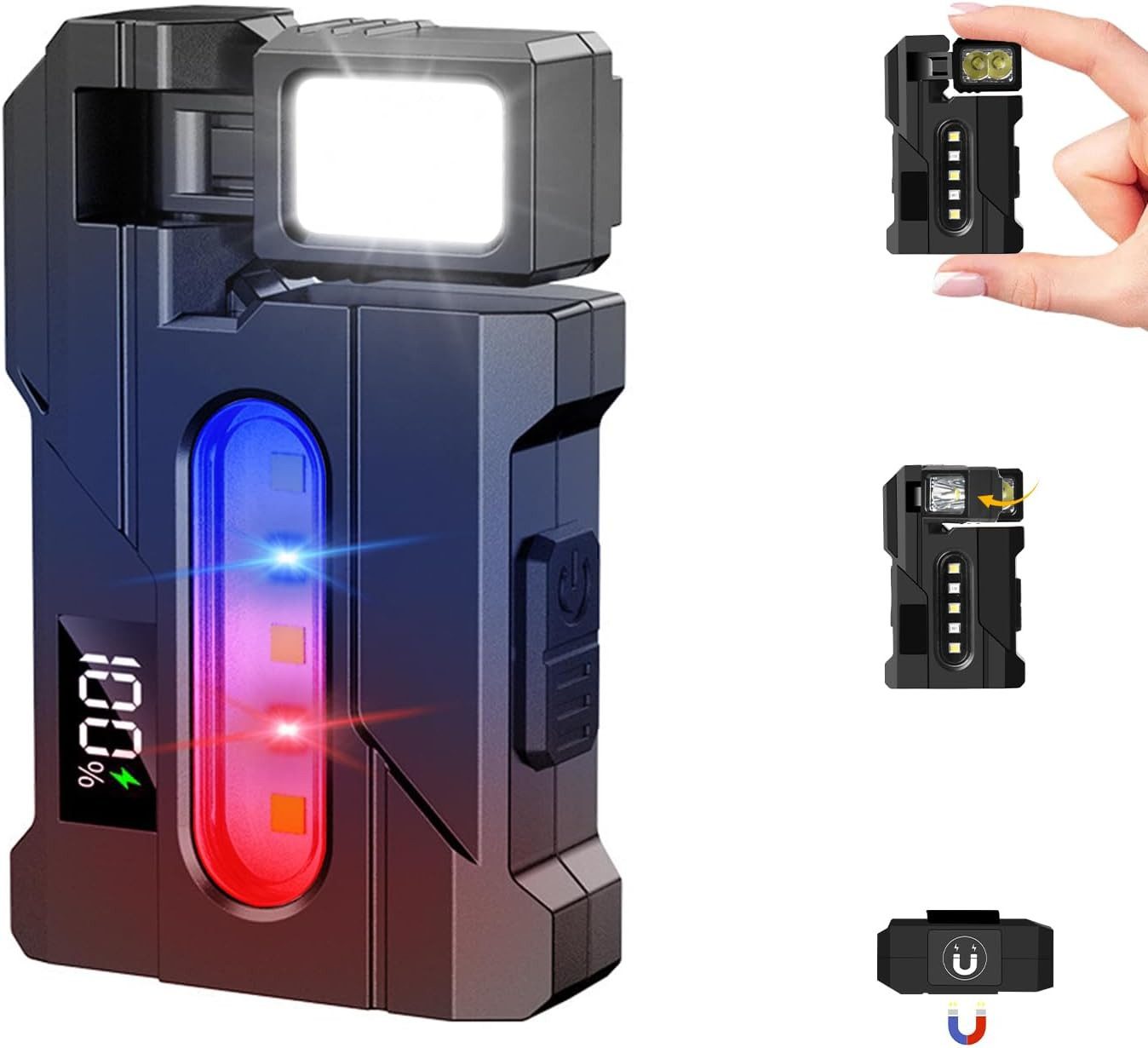 Fyrove LED Taschenlampe LED Taschenlampe Dual-Licht mit 7 Modi 900 Lumen Clip,IPX4,Magnetische, Tragbare Mini Flashlight für Stirnlampen, Wandern, Notfäll, Outdoor