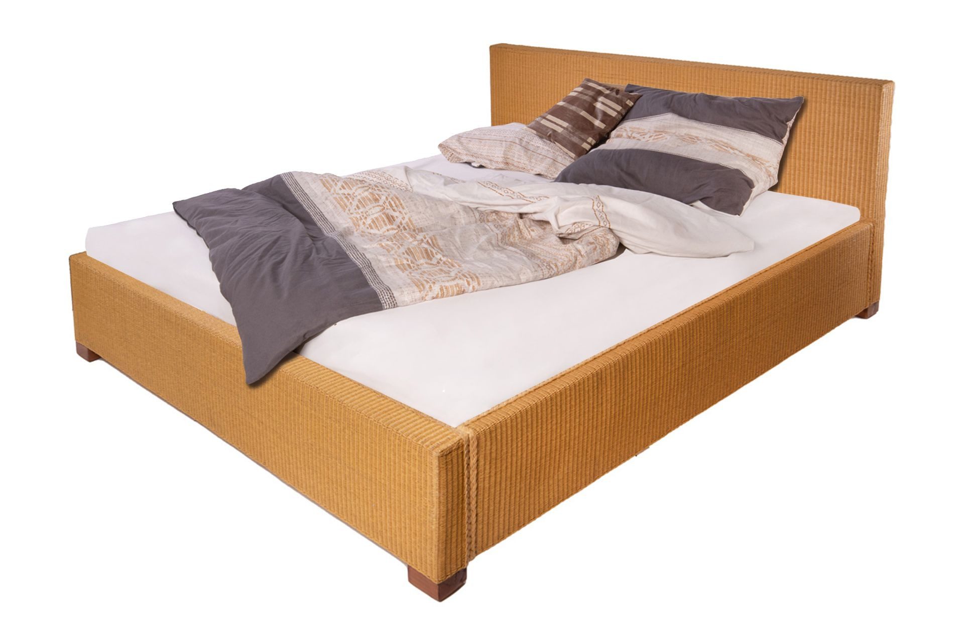 SAM® Massivholzbett Ariana, Doppelbett aus geflochtenem Loom, sehr robust, Handfertigung