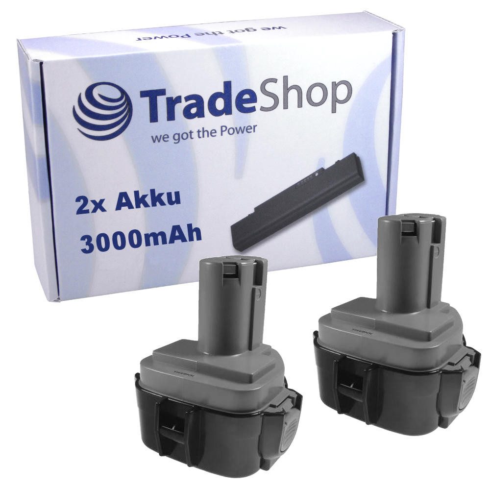 Trade-Shop 2x Akku passend für Makita 6327DWE 6835D 6835DA 6835DWA 6835DWD 6327D Akku Ni-MH 3000 mAh (12 V)