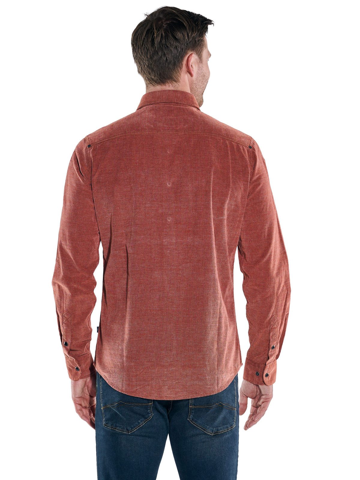 Engbers Langarmhemd engbers Herren Cordhemd, Rostorange günstig online kaufen