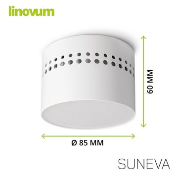 linovum LED Aufbaustrahler SUNEVA Aufbauleuchte LED weiß rund indirekte Beleuchtung warmweiß 230V, LED-Leuchtmittel fest verbaut