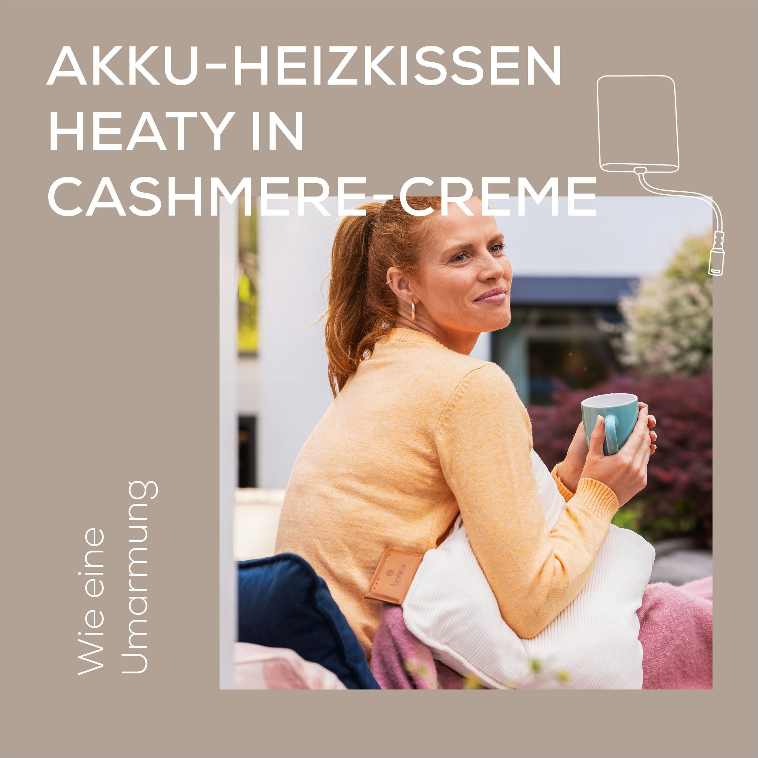 BEURER Heizkissen HK 77 Heaty, kabellos, Stylisches Design mit modernem Cordstoff, 3 Temperaturstufen, 45x45 cm