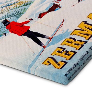 Posterlounge Leinwandbild Vintage Ski Collection, Zermatt, Vintage Illustration