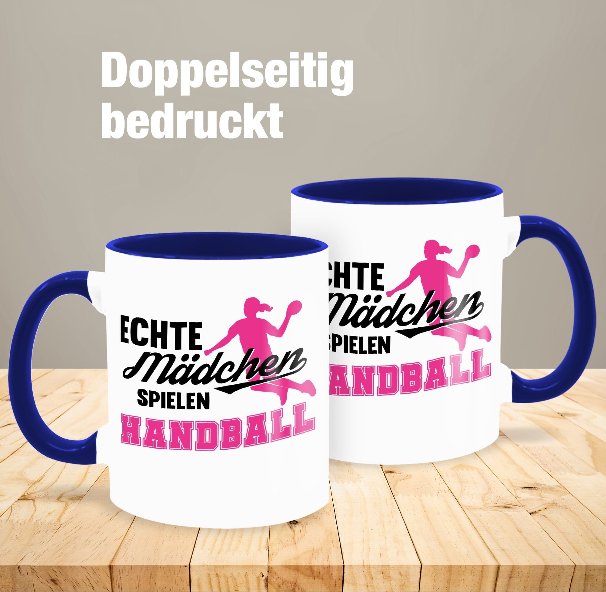 Keramik, Handball Geschenk Hobby Sprungwurf, Tasse Echte Kaffeetasse Mädchen 1 Shirtracer Dunkelblau - spielen