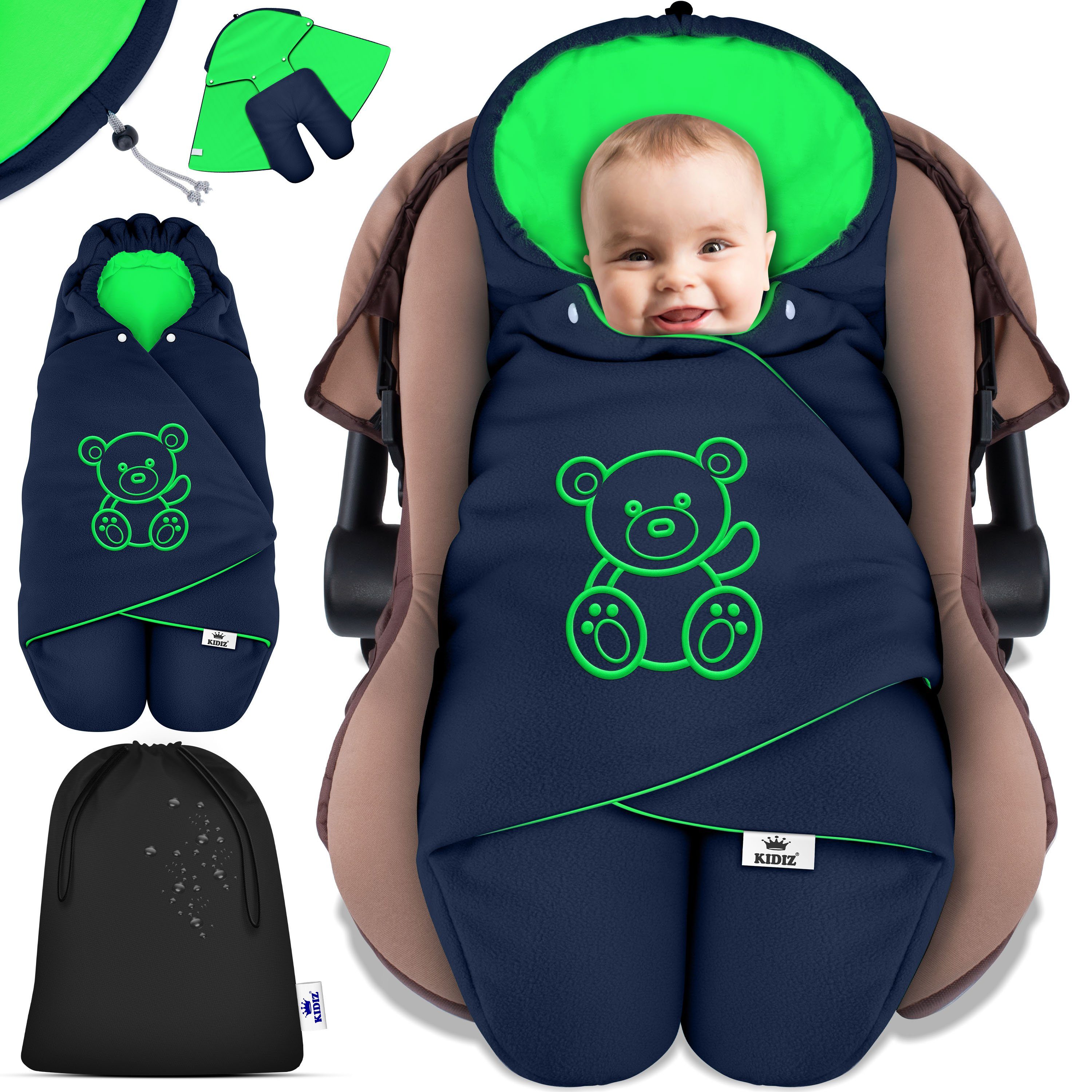 KIDIZ Deckenschlafsack, Baby Einschlagdecke mit Tasche für Winter & Herbst Babydecke Fußsack