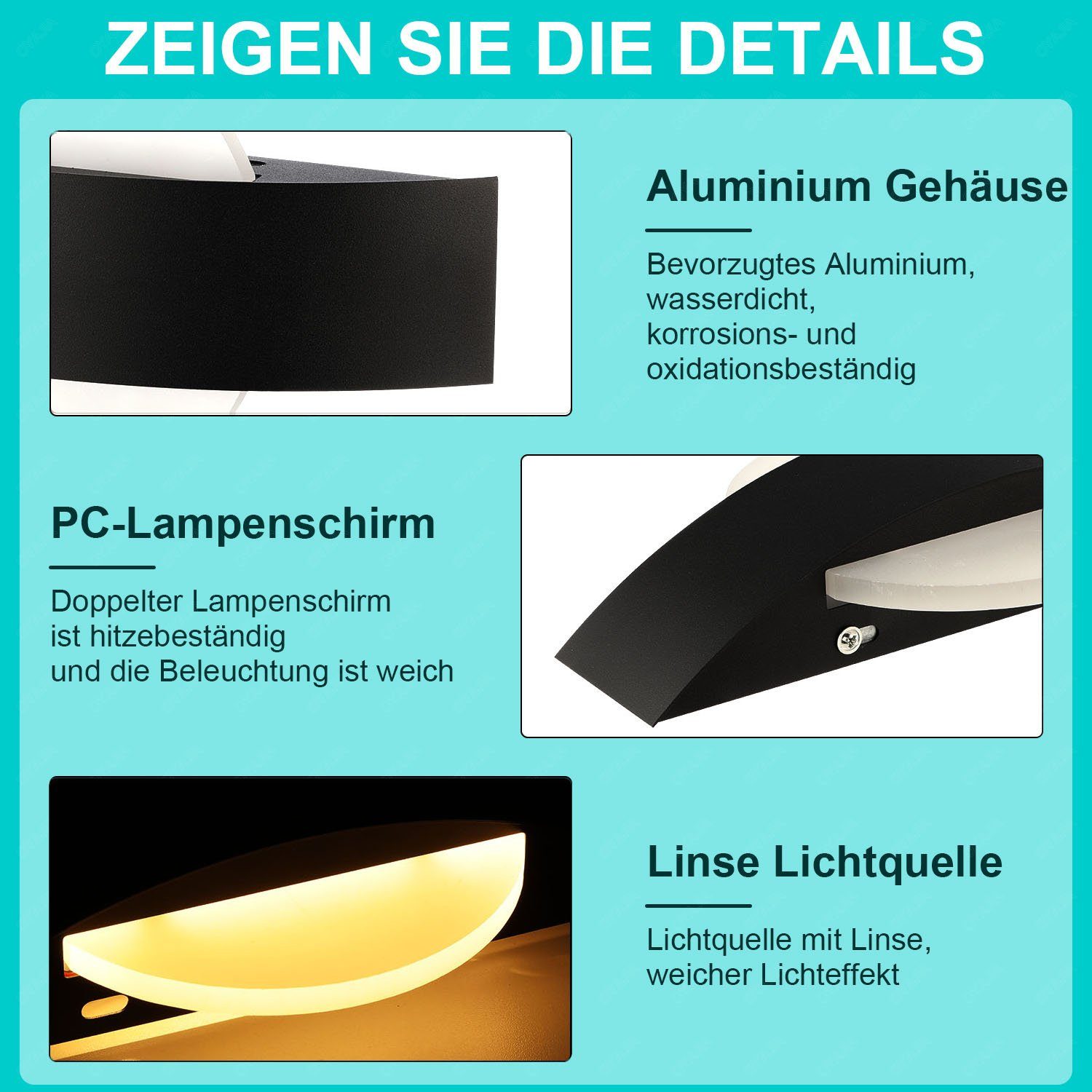 LED Aluminium Warmweiß Wandlampe Rund aus integriert, Wandlampe 8W Modern Wandleuchte, Flurlampe, fest oyajia LED Wandleuchte