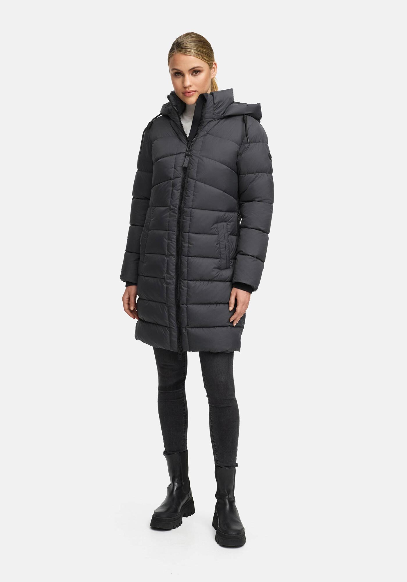 Marikoo Winterjacke Kaltnäschen mit abnehmbarer Kapuze und hochschließendem Kragen