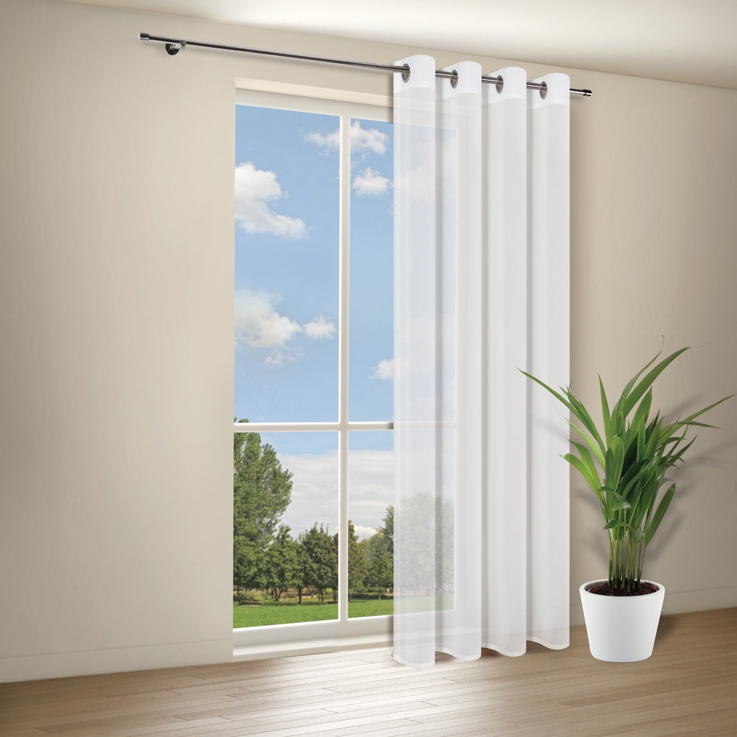 Gerster Gardine Gerster Ösenschal, Crèpe B = 140 x H =235 cmTransp, transparent