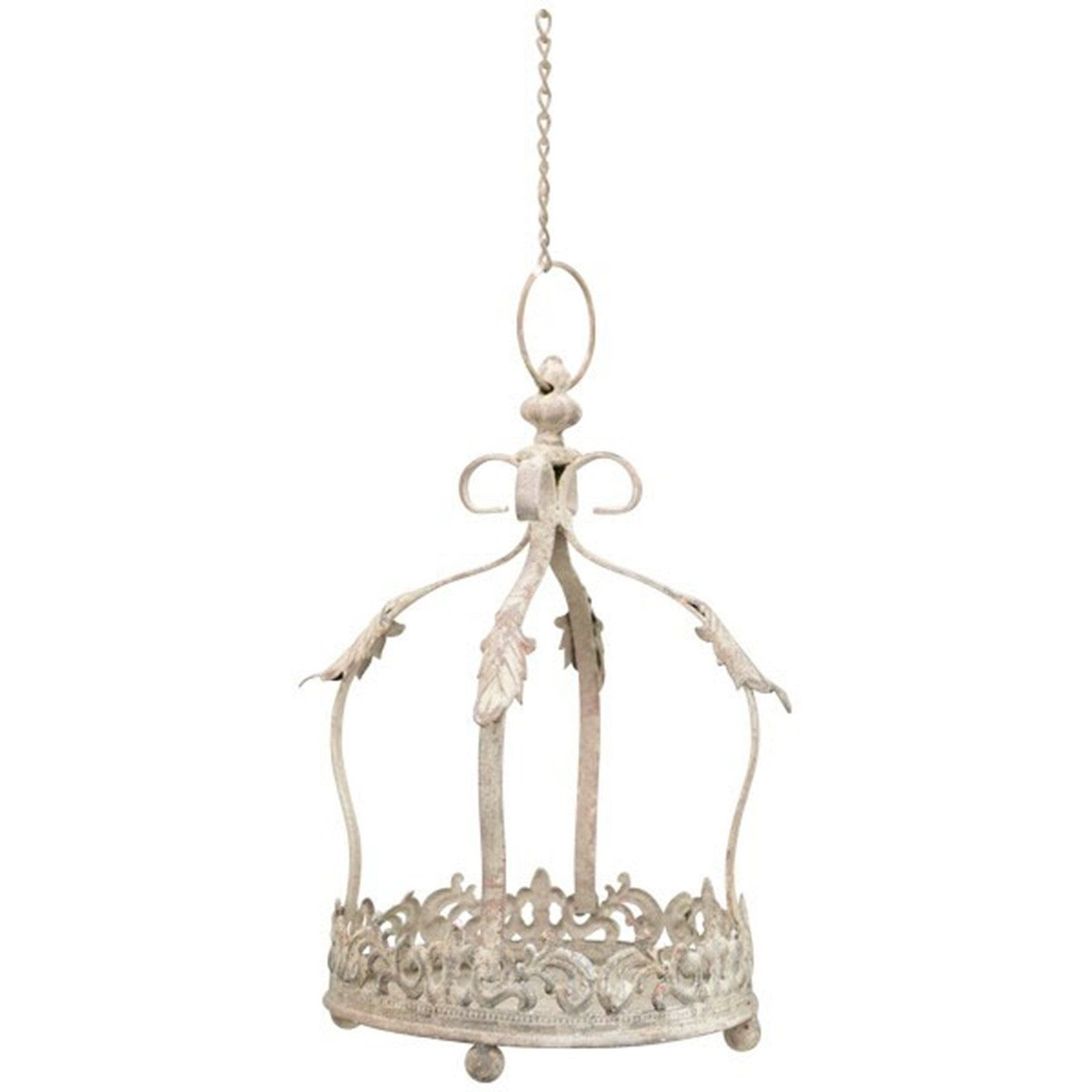 Dekohänger Krone Fleur di Lys / Bourbon Lilie Metall grau