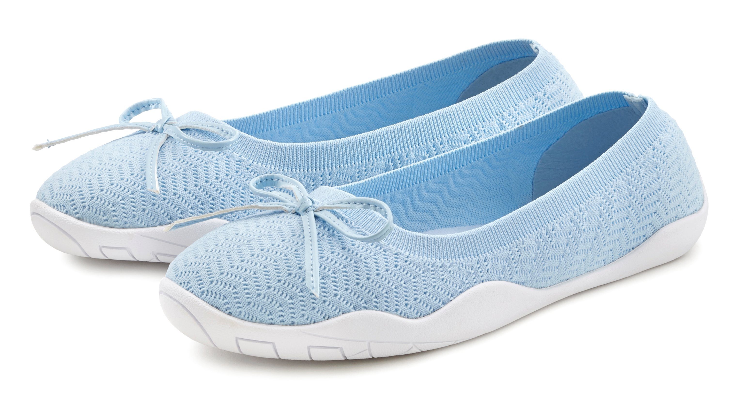 flacher mit VEGAN hellblau Sneaker & superleicht, Ballerinas Slipper, Sohle, LASCANA flexibler Halbschuh