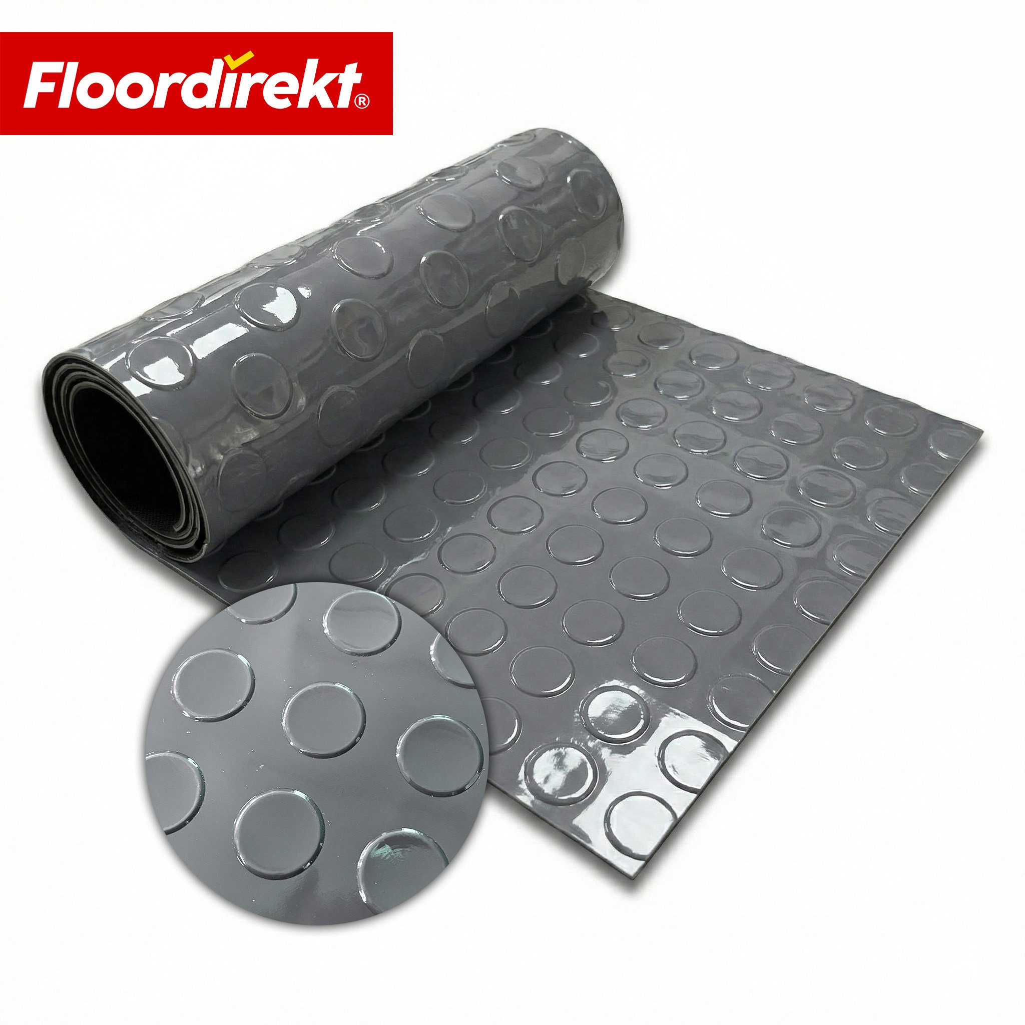 Floordirekt Vinylboden PVC-Bodenbelag Coin Mirror Optik Flachnoppen 110 cm Breite rutschfest, Abriebarm & langlebig, vielseitig einsetzbar