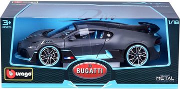 Bburago Modellauto Bugatti DIVO (grau), Maßstab 1:18, Originalgetreue Innenausstattung