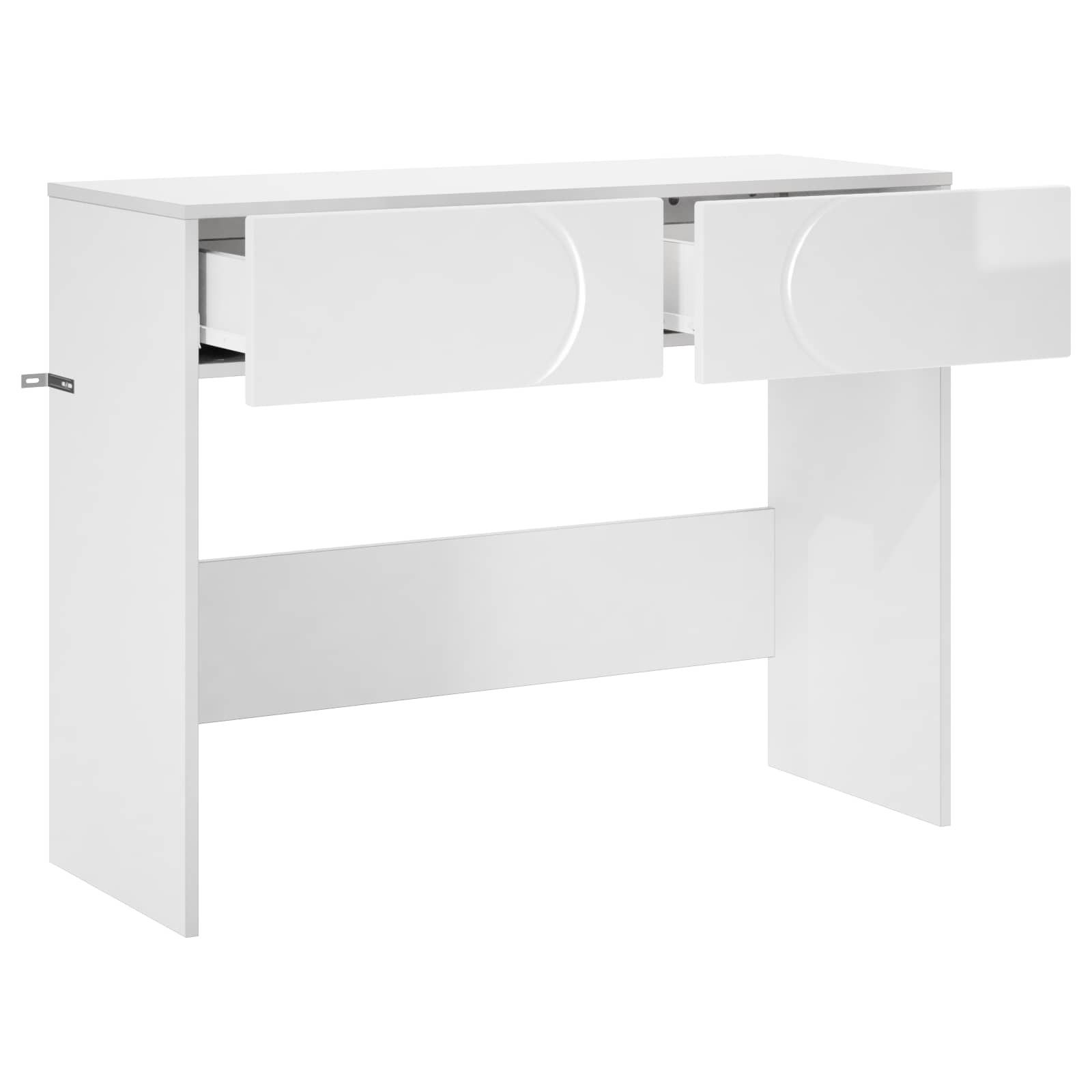 vidaXL Konsolentisch Konsolentisch Hochglanz Weiß 96,5 x 38 x 75 cm Holzwerkstoff (1-St)