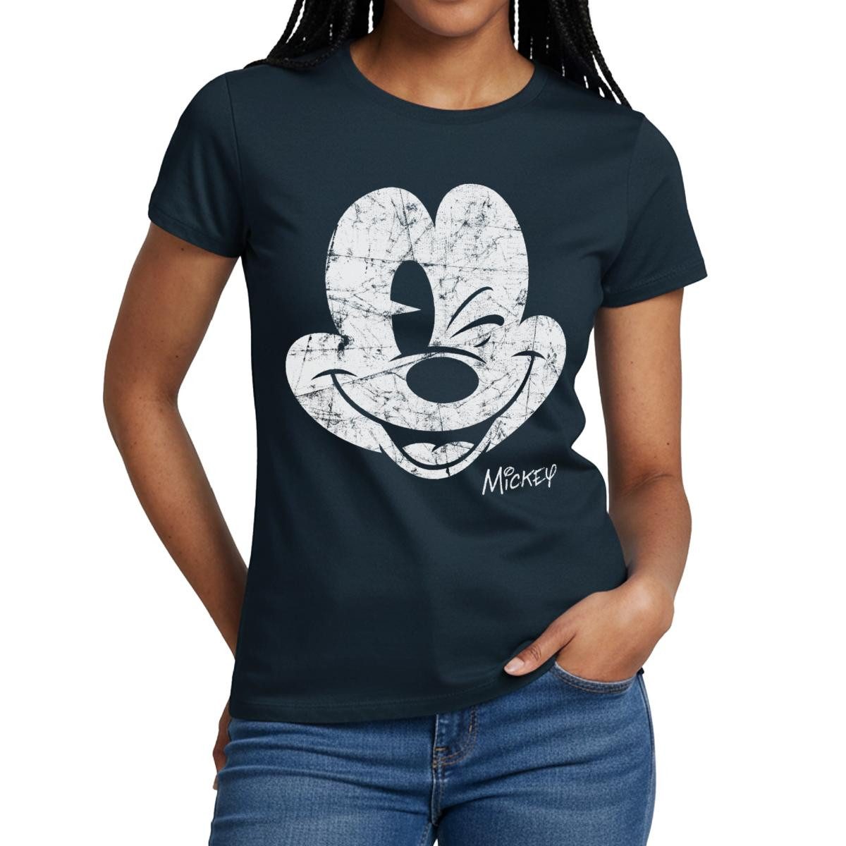 Spreadshirt T-Shirt Mickey & Minnie Retro Mickey Mouse Zwinkernd Frauen T-Shirt (1-tlg)