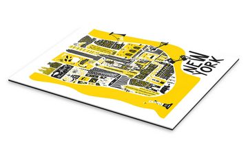 Posterlounge XXL-Wandbild Fox & Velvet, New York - Karte von Manhattan, Kinderzimmer Mid-Century Modern Grafikdesign