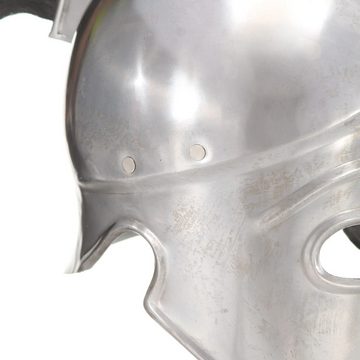 vidaXL Ritter-Kostüm Griechischer Krieger-Helm Antik Replik LARP Silbern Stahl