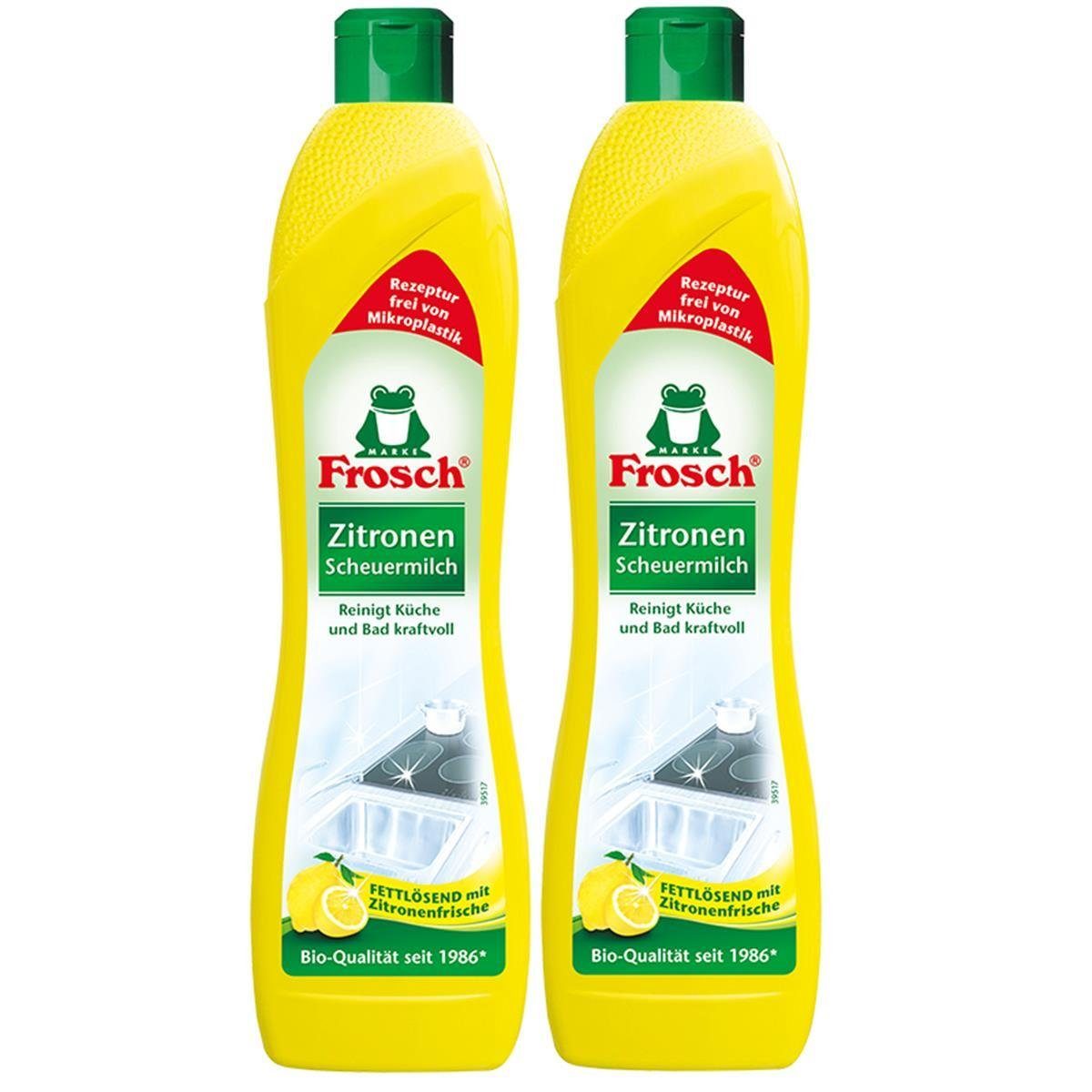 FROSCH 2x Frosch Zitronen Scheuermilch 500 ml - Reinigt Bad und Küche kraftvo Spezialwaschmittel