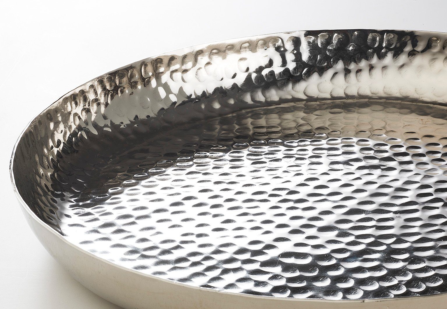 Kobolo Tablett Tablett Dekoschale silber gehämmert 34cm, Aluminium – Bild 2 von 5