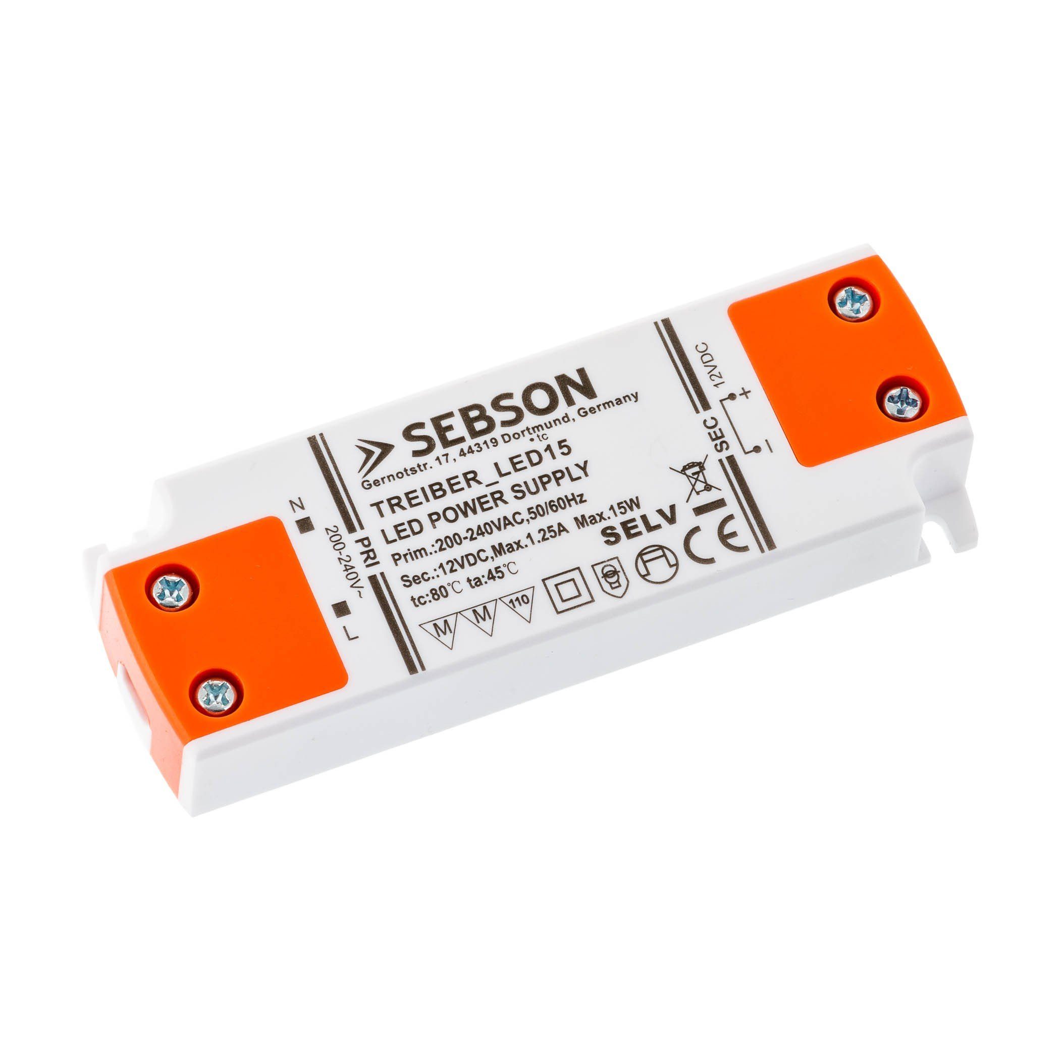 SEBSON 15W LED Treiber / LED Trafo 102x35x16mm - 12V Konstante  Ausgangsspannung, Transformator, Netzteil für LED Lampen G4, MR11, GU5.3,  MR16 Trafo