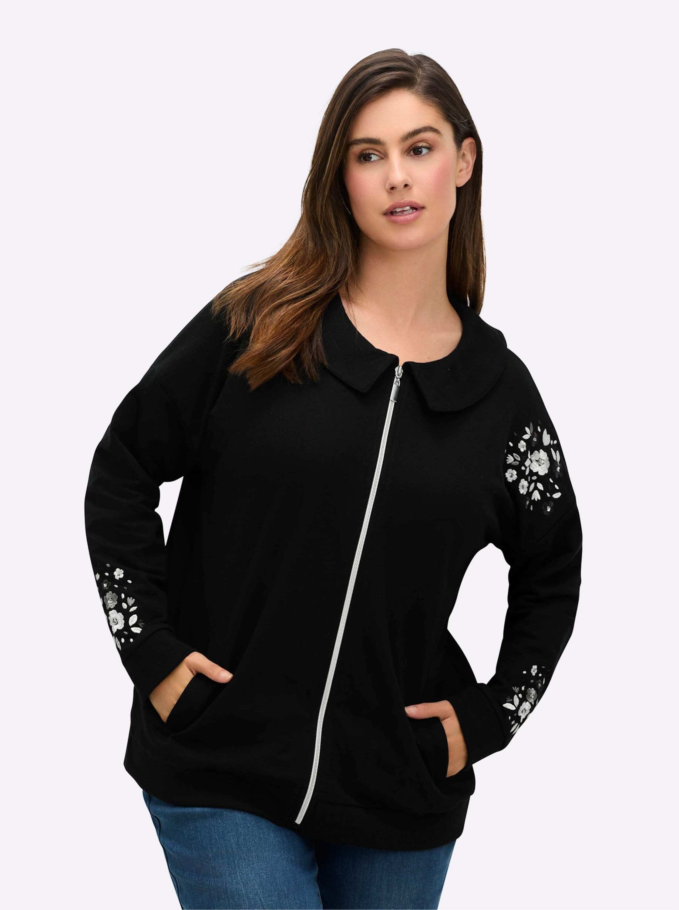 Sheego Shirtjacke Sweatjacke Langarm