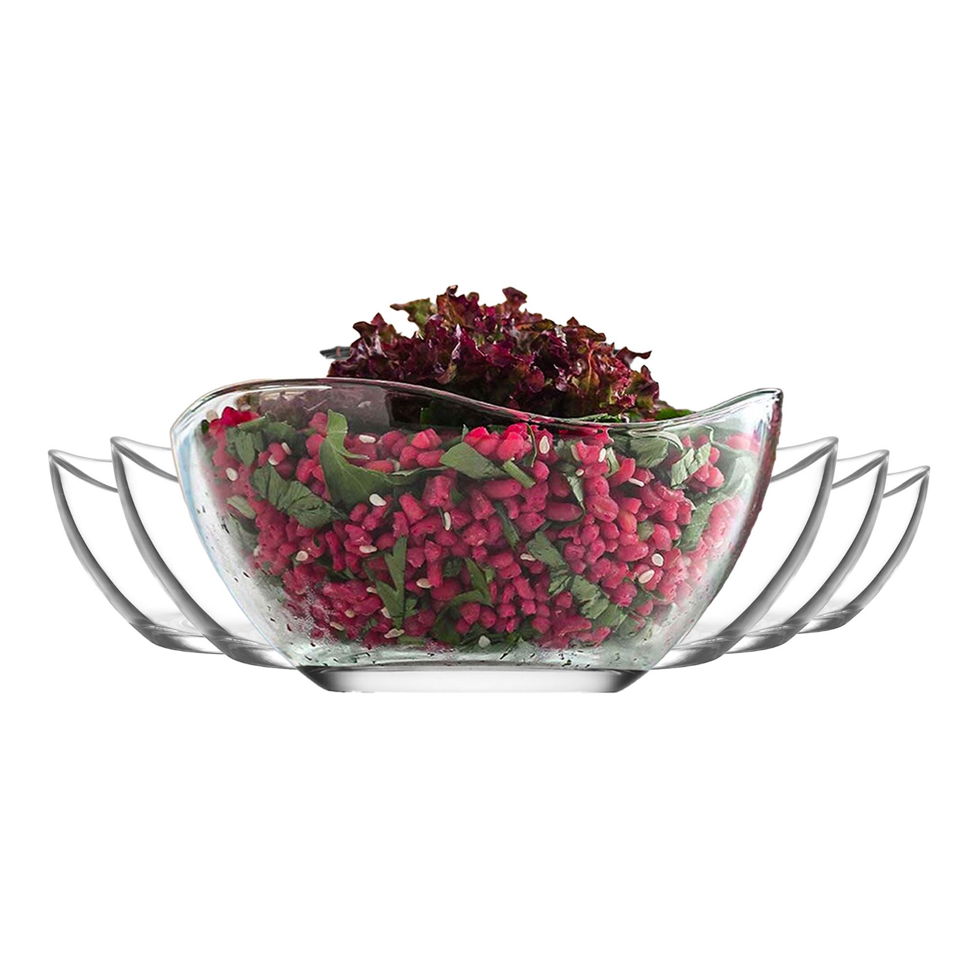 LAV Dessertschale Vira Glasschalen - 310 ml (10 1/2 oz), 6er Set, Glas, (6er-Set, 6-tlg), Geschwungene Form, ideal für Desserts, Snacks, Dips