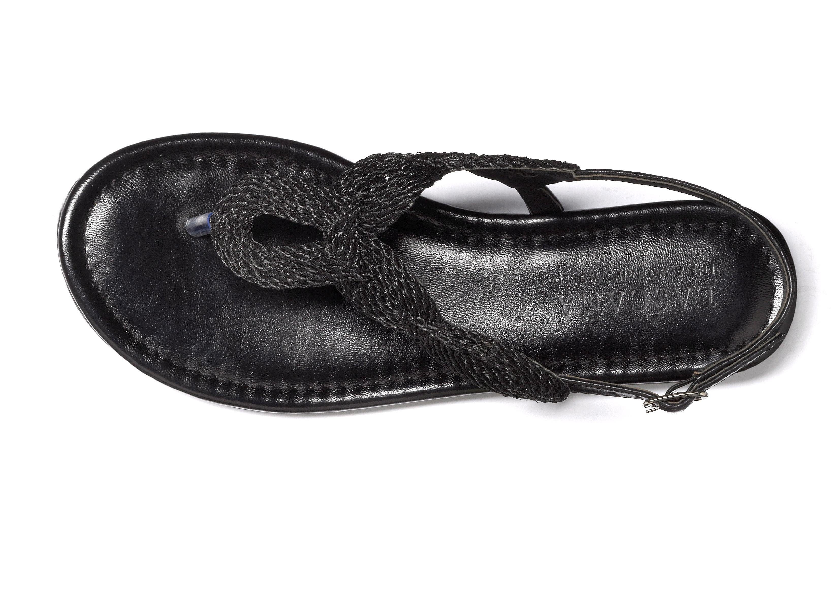 LASCANA Sommerschuh, offener Schuh, Zehentrenner Sandale, Pantolette im Metallic-Look VEGAN